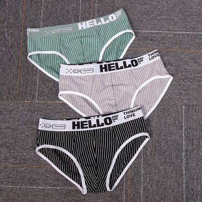 Набор из 3 мужских трусов-брифов в тонкую полоску (Размер: L) (Цвет: разноцветный)