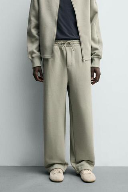 ZARA ДЖОГГЕРЫ INTERLOCK RELAXED FIT, МЯТНЫЙ