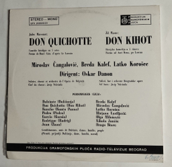 Винтажная виниловая пластинка LP Orkestar Beogradske Opere Oskar Danon Don Quichotte Дон Кихот (Югославия 1975)