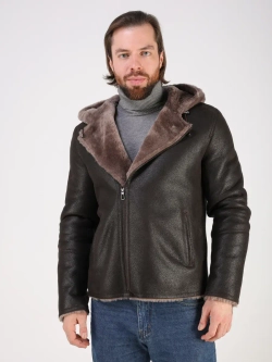 Дубленка зимняя куртка натуральная с капюшоном косуха