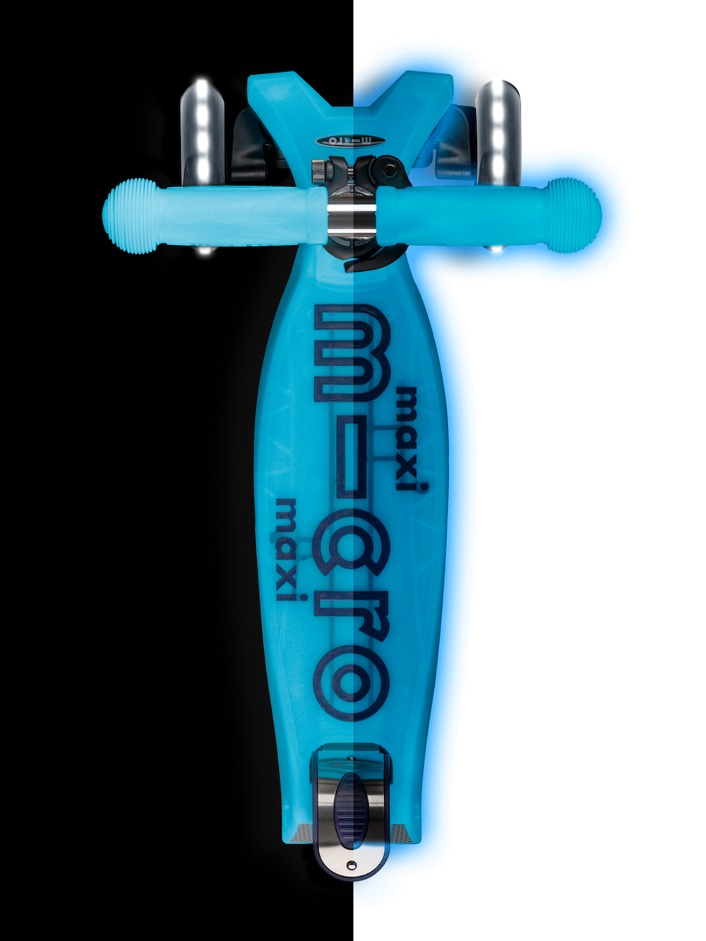 Самокат Maxi Micro Deluxe Glow (светящийся) LED синий кристалл