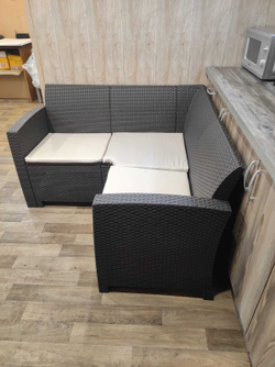 Угловой диван под ротанг Калифорния “California“ 136х136 см арт.80497 с подушками на сиденье