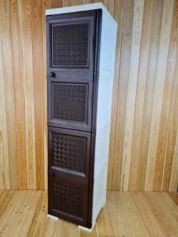 Шкаф высокий, с усиленными рёбрами жёсткости "УЮТ", 40,5х42х161,5 h, 2 плетёных дверцы. Цвет: Бежево-коричневый. Арт: Э-039-БД
