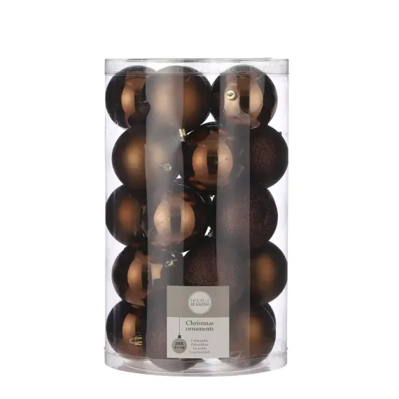 Набор пластиковых шаров Рокси 80 мм., 25 шт., шоколадный, House of seasons (84682)