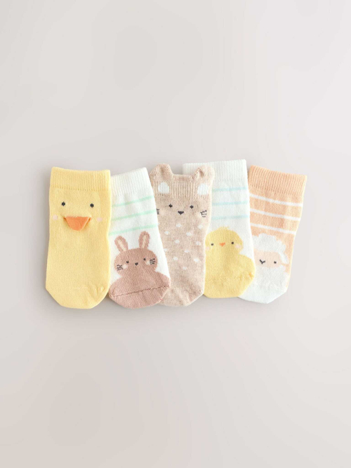 Носки для малышей Next E45-630, 5 шт., Светло-желтый, Белый, Бежевый
