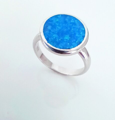 Кольцо Эстерелла 925 пробы, с родированием, с синтетическим опалом/Ф