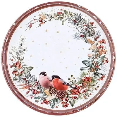 ПОДНОС СЕРВИРОВОЧНЫЙ AGNESS КОЛЛЕКЦИЯ «СНЕГИРИ» КРАСНЫЙ 33*2,1 СМ