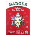 Badger, Праздничный набор бальзамов для губ, красная упаковка, 3 шт. по 4,2 г (0,15 унции)