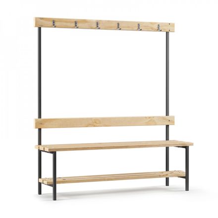 Скамейка для раздевалки с вешалкой и полкой для обуви (L=2000) дерево