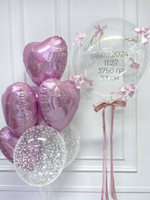 Воздушные шары на выписку из роддома для девочки с бантиками