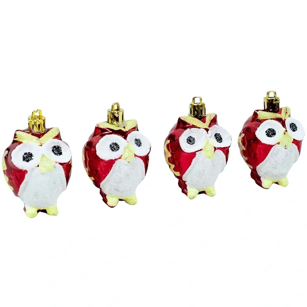 Новогоднее украшение Совушки 4шт 19.8*6.7*5