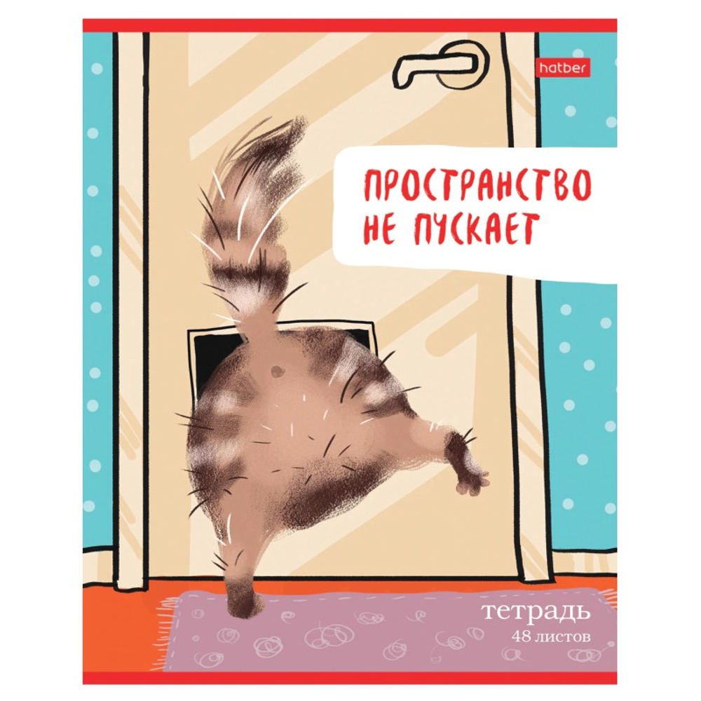 Тетрадь общая Hatber "Кот-обормот", А5, 48 листов в линейку, картон, на скрепке, ассорти