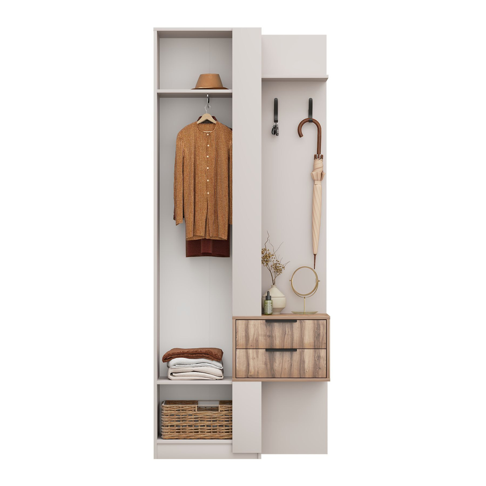 Прихожая с вешалкой и ящиками Кашемир/Авелано Чарли левый 90х35х220 см