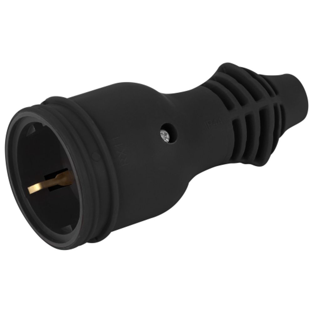 Розетка ЭРА RX11-B-IP44 каучуковая c заземлением 16А IP44 прямая черная | Электротовары