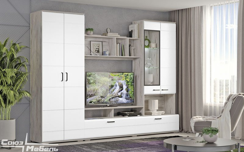 Интер (белый СОФТ) Гостиная Союзмебель
