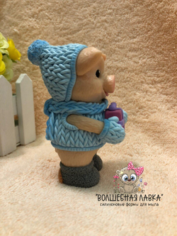 АВТОРСКАЯ Силиконовая форма Поросенок с подарком