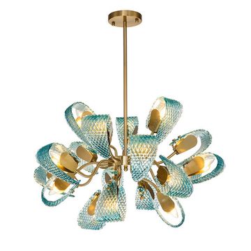 Люстра на штанге 18*E14 V000341 11033/18R Blue голубой Fless Indigo