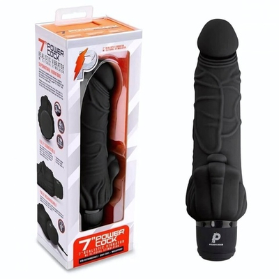 Черный вибратор-реалистик с клиторальными лепестками 7 Realistic Vibrator - 21,5 см. (Цвет: черный)