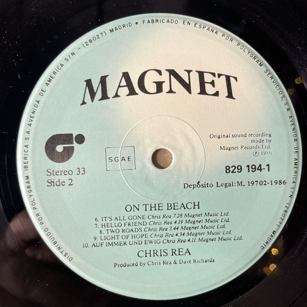 Винтажная виниловая пластинка LP Chris Rea On The Beach (Испания 1986)