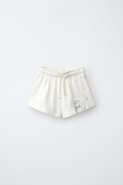 ZARA ШОРТЫ С НОМЕРОМ И ПАЙЕТКАМИ, ЭКРЮ