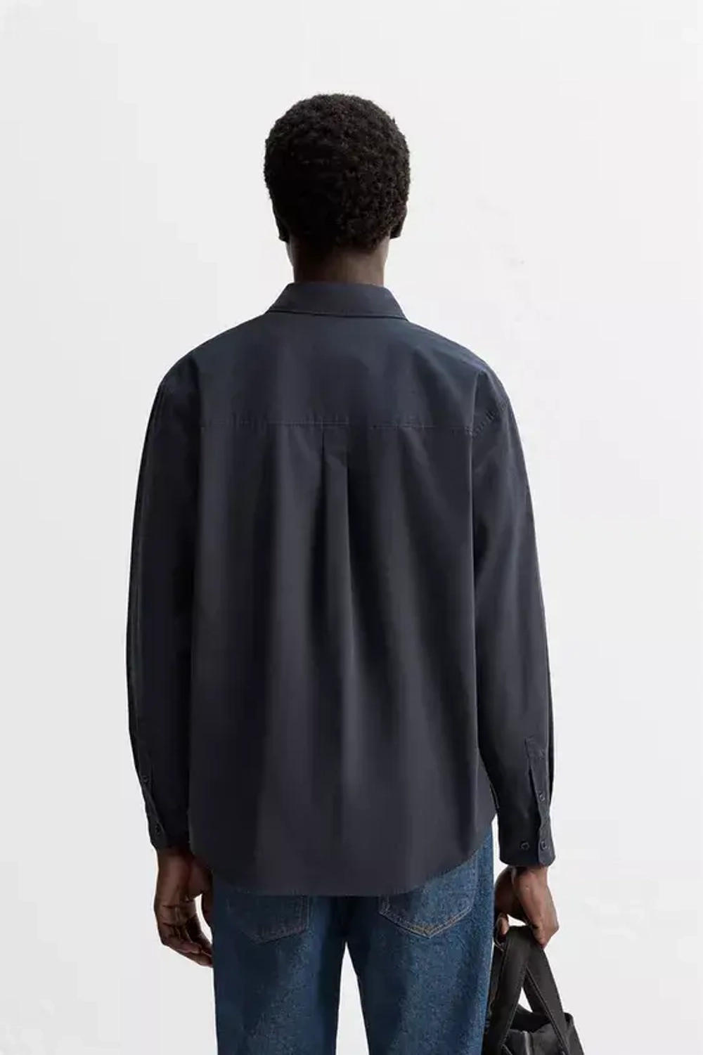 ZARА РУБАШКА ИЗ РЕЛЬЕФНОГО ХЛОПКА, МОРСКОЙ СИНИЙ