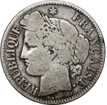 France, 2 Francs, 1870 – "Cérès" (Paris Mint), VF