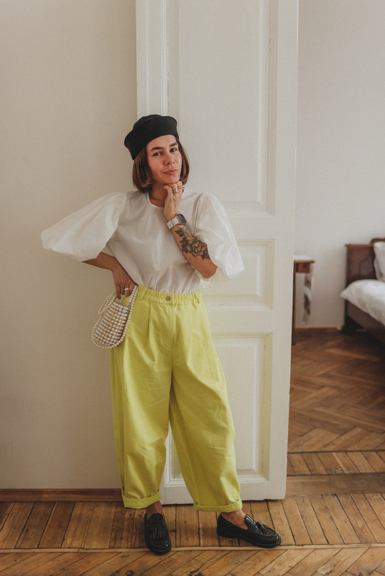 Брюки-бананы из джинсы "Лайм"