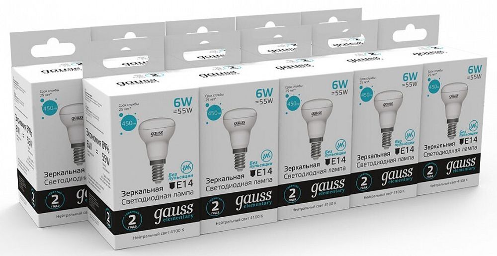 Лампа светодиодная Gauss R50 E14 6Вт 4100K 63126