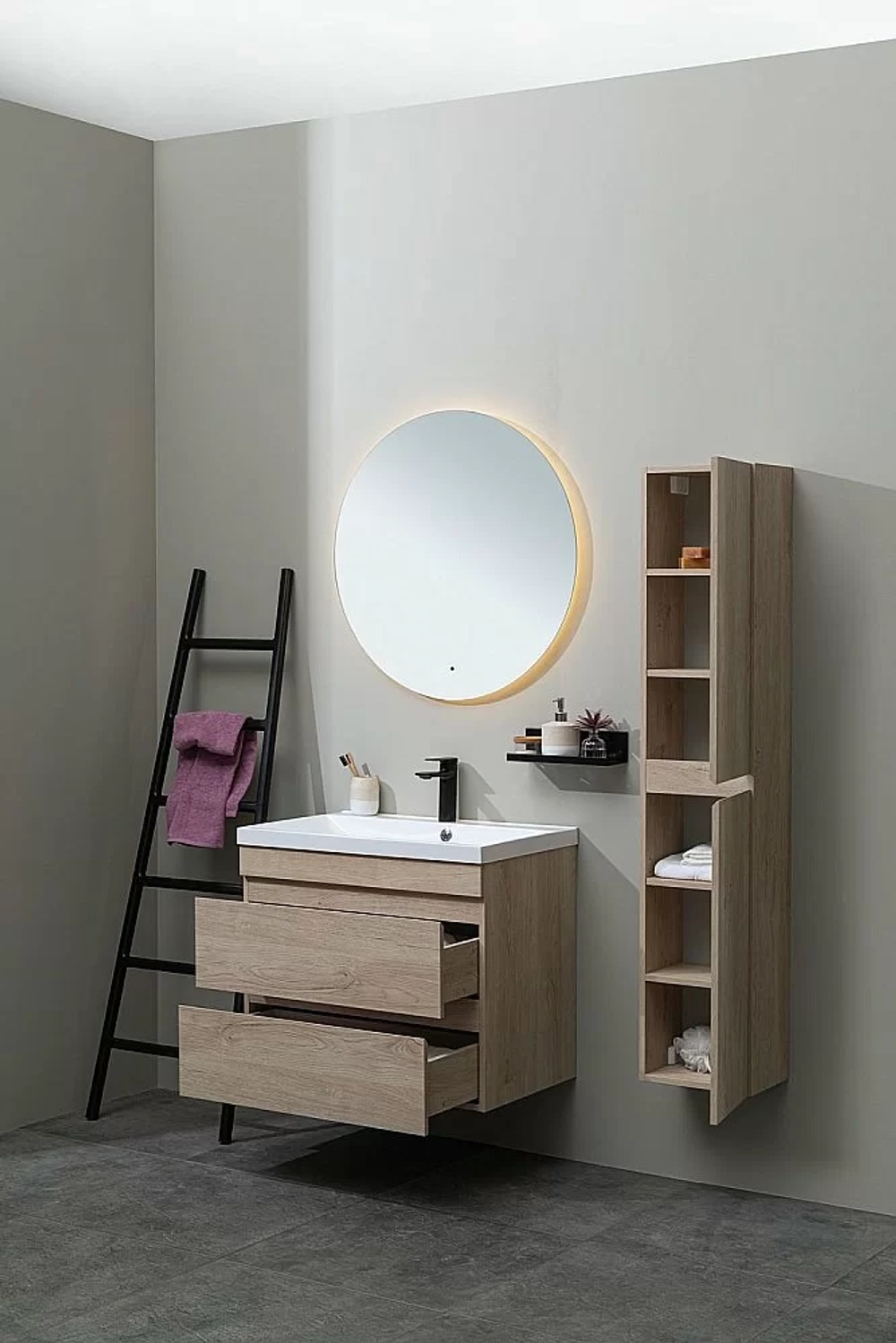 Тумба с раковиной Aquanet Нота New 334199 90 дуб светлый
