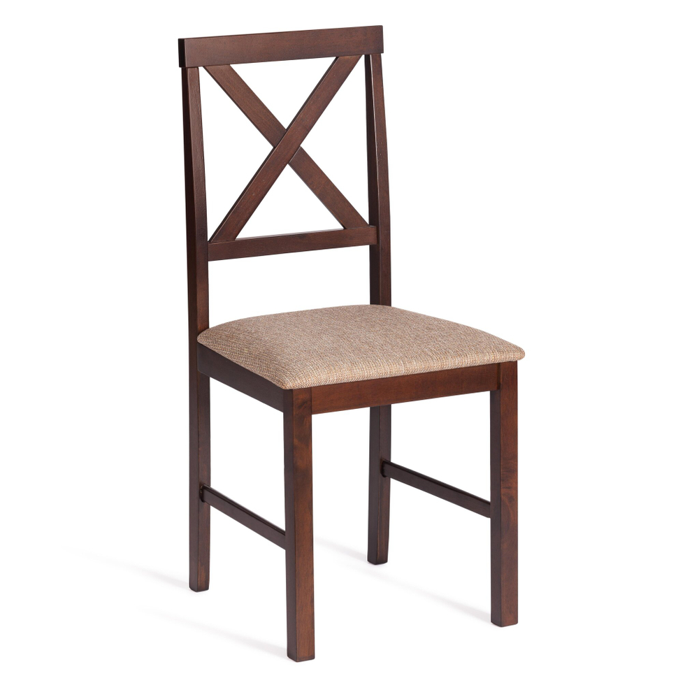 Обеденный комплект Хадсон (стол + 4 стула)/ Hudson Dining Set дерево гевея/мдф, стол: 110х70х75см / стул: 44х42х89см, cappuccino (темный орех), ткань кор.-зол. (1