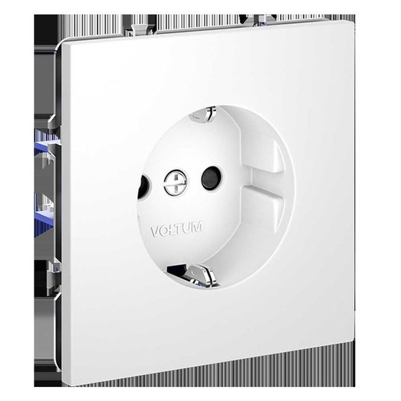 Розетка встраиваемая Voltum S70 с заземлением и защитными шторками, 16А, (белый матовый) VLS040202