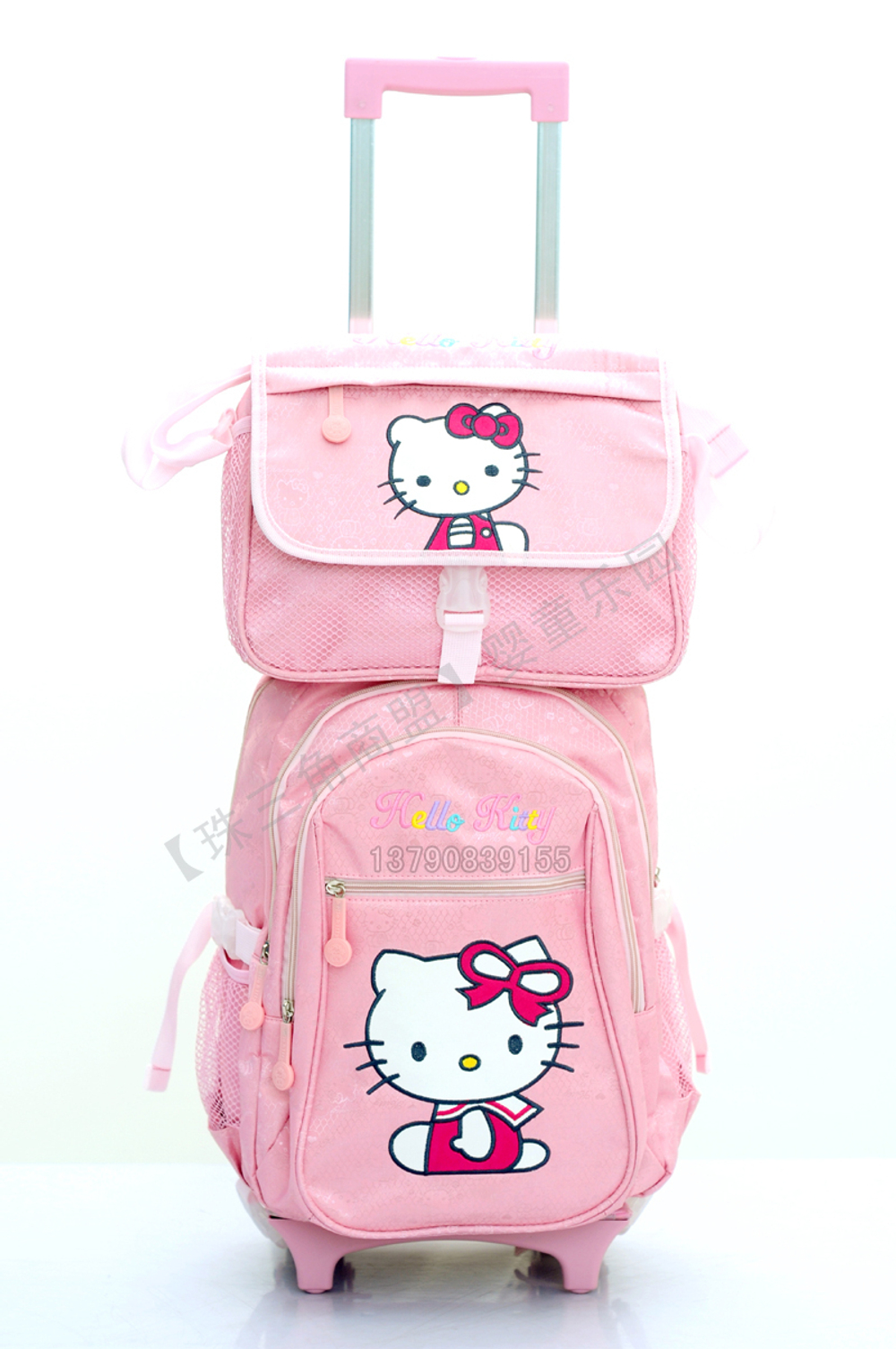 Комплект: съемный рюкзак на колесах и сумка Hello Kitty