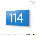 Номер на дверь квартиры 114, табличка на дверь для офиса, кабинета, аудитории, склада, голубой 120х70 мм, Айдентика Технолоджи