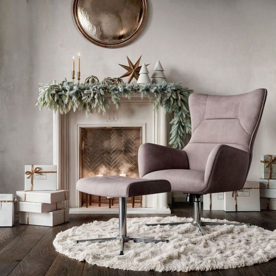 Кресло качалка с вращением и оттоманкой ANDREA цвет серый