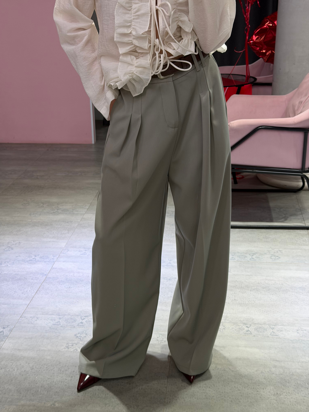 Брюки Almond с ремнем голубой