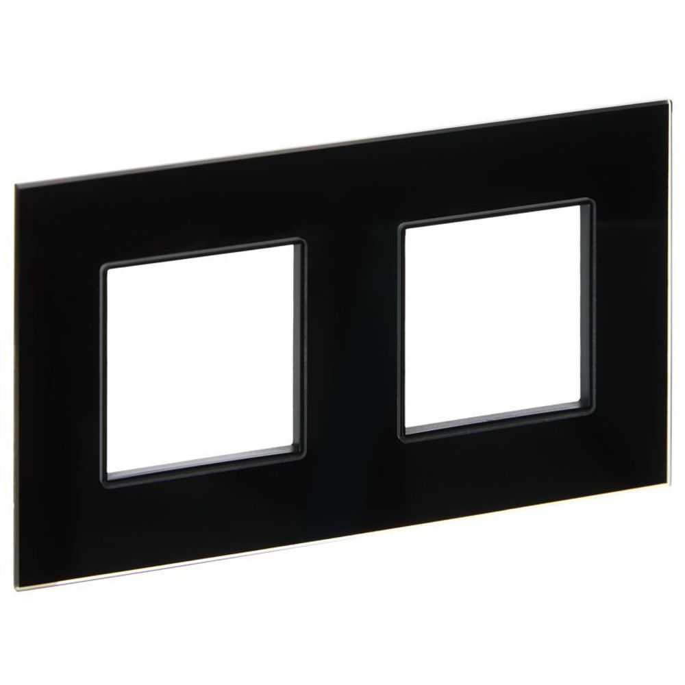 Рамка 2-м SKANDY SK-F22Bl стекло черн. IEK SK-M22-G-K02