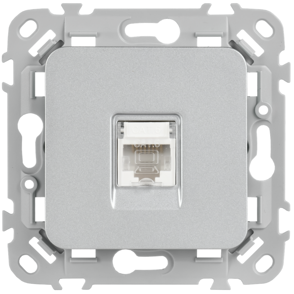 FLITE Розетка компьютерная RJ45 категория 6 UTP РК6-1-0-ФлА алюминий IEK