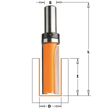 Фреза концевая  обгонная с подшипником D=19,0 I=50,8 S=12,0 L=92,0 CMT 912.691.11B