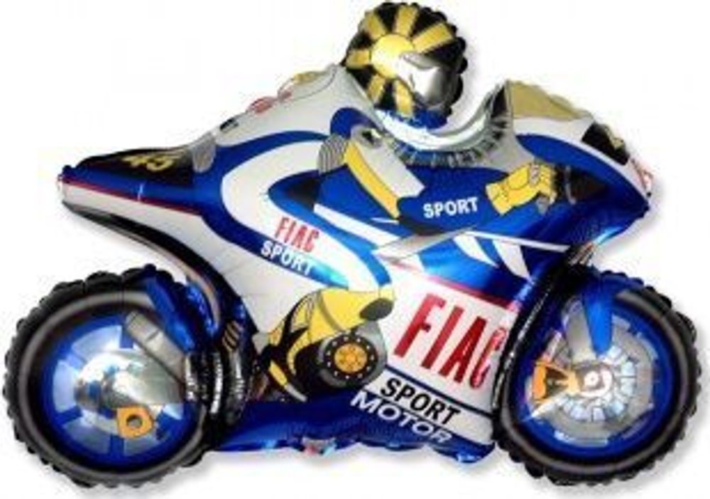 Шар (38""/97 см) Фигура, Мотобайк, Синий, 1 шт. В091