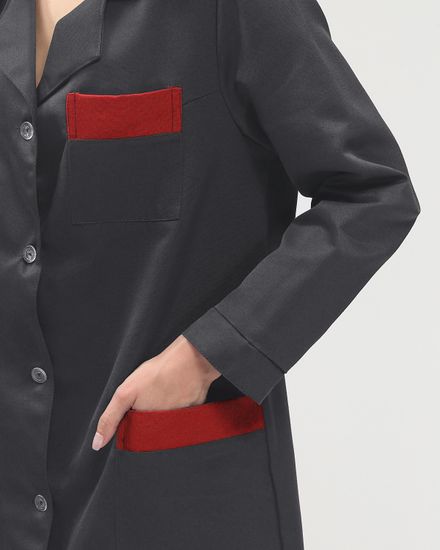 Халат женский "Технолог" (т.серый/красный)