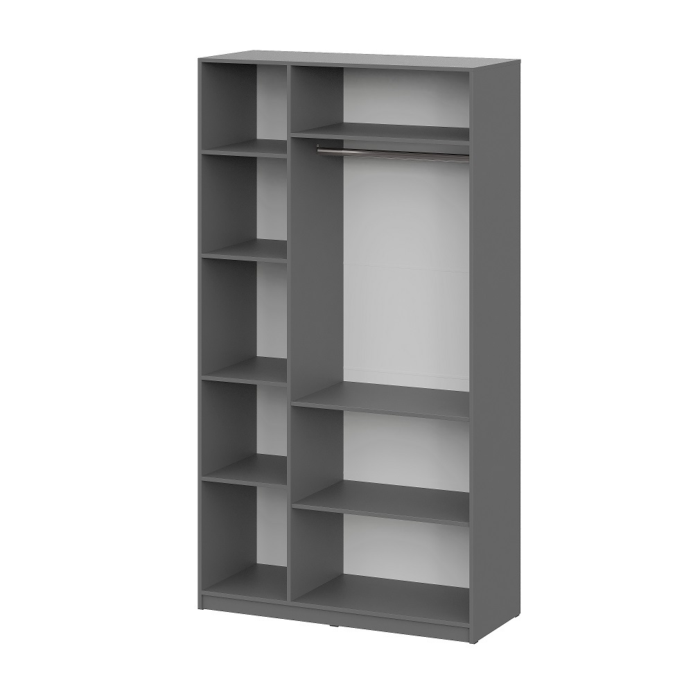 Шкаф распашной с наполнением (7 полок + 2 ящика + штанга) ШК 5 (1200), Графит