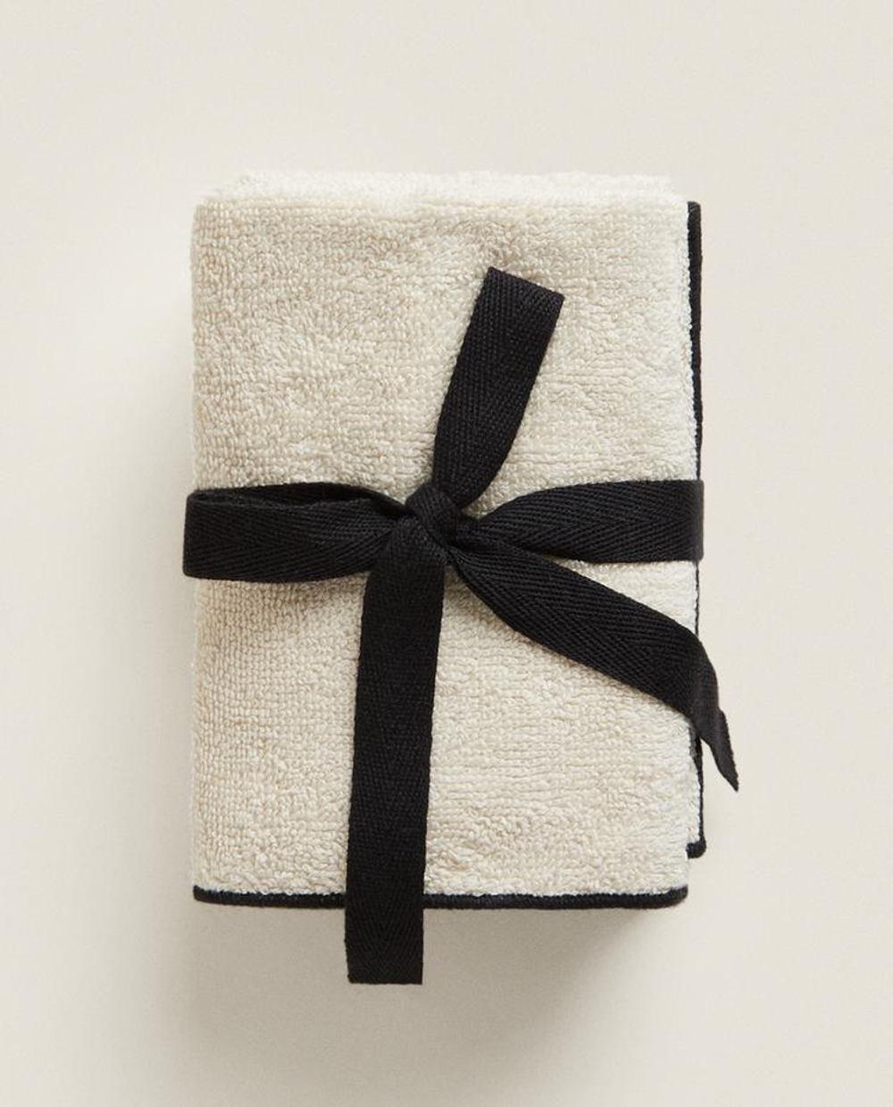 ZARA HOME НАБОР ХЛОПКОВЫХ ПОЛОТЕНЕЦ (3 ШТ.), ПЕСОЧНЫЙ/ЭКРЮ