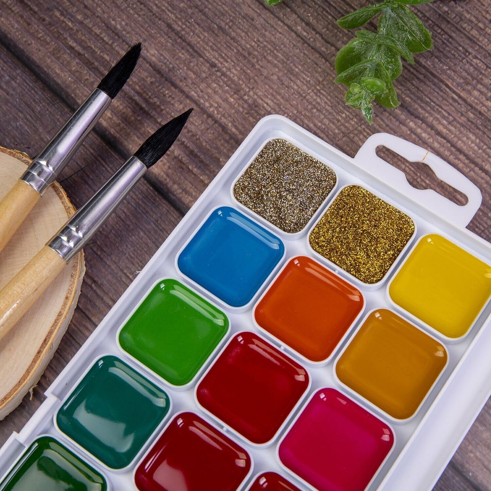 Краски акварельные ЮНЛАНДИЯ "ВЕСЕЛЫЙ ШМЕЛЬ", медовые, 22+2 цвета (золото + серебро), ВОЛШЕБНЫЕ, 191523