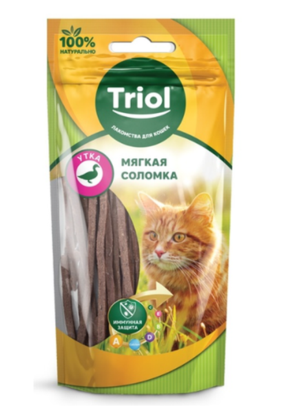 Лакомство для кошек Мягкая мясная соломка из утки, 40г Triol