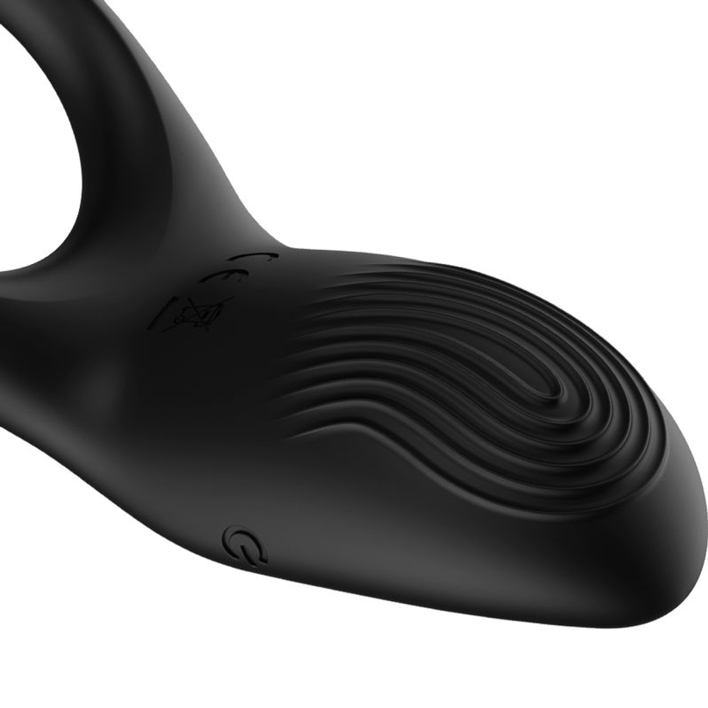 Черное эрекционное виброкольцо с пультом ДУ