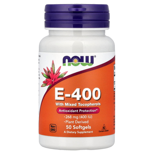 NOW Foods, E-400, 268 мг (400 МЕ), 50 мягких таблеток
