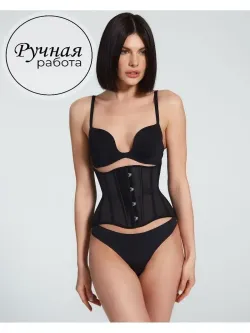 Черный прозрачный корсет MINI