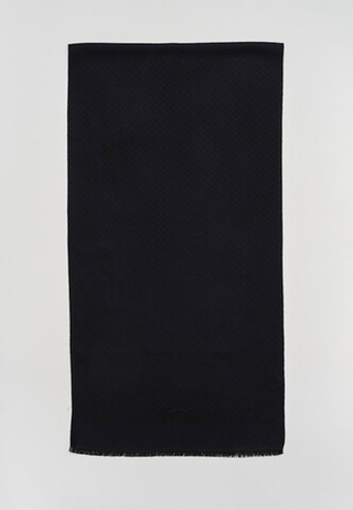Шерстяной шарф сеточный принт 45×180 DARK BLUE
