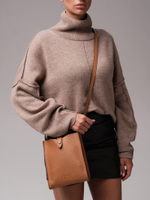 Женская кожаная сумка кросс-боди DBR 30919 коричневый лист