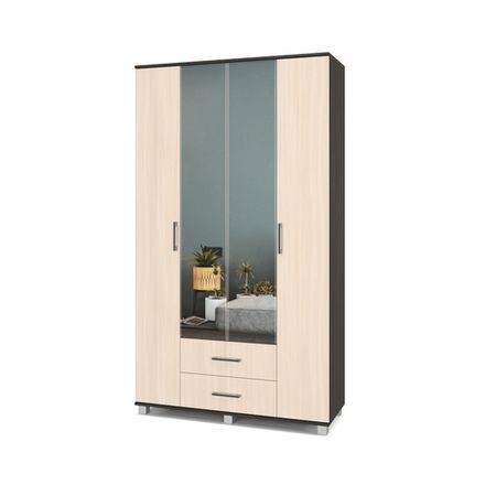 Шкаф четырехстворчатый "Карина" К43 (венге/дуб млечный), ЛДСП, Модериум, г. Ижевск